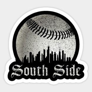 Vintage Chicago City Skyline Baseball South Side For Gameday Sticker